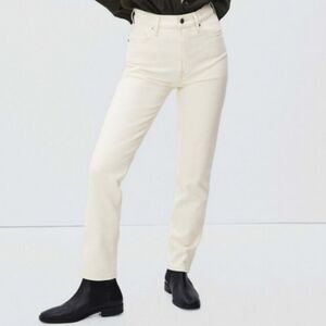 Everlane Cream White Ecru Cheeky High Rise Straight Leg Jeans
